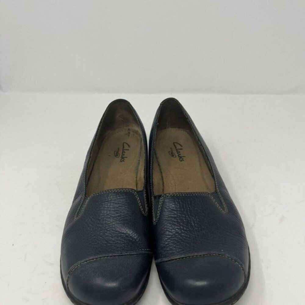 Clarks Upper Leather Comfort Women  Active Air Shoes Size 10 M Navy Blue